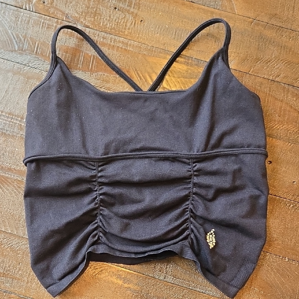 FP Movement by Free People Black Ruched Sports Bra Tank